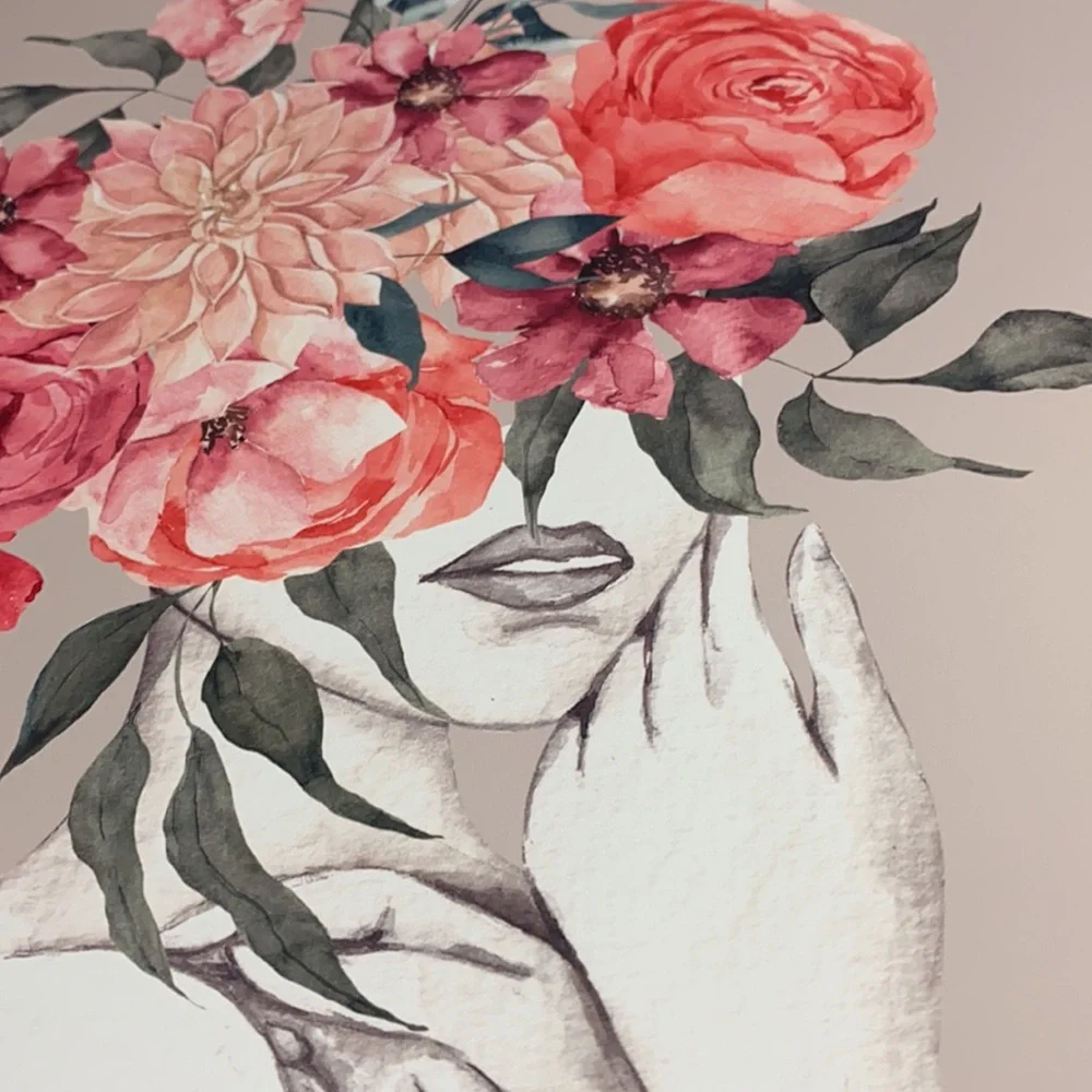 Watercolor Floral Woman Portrait Wall Art Illustration Print Poster Unframed - Picture 12 of 17